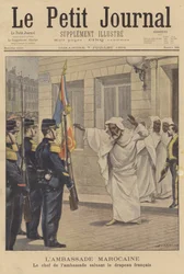 The head of the Moroccan embassy to France saluting the French flag